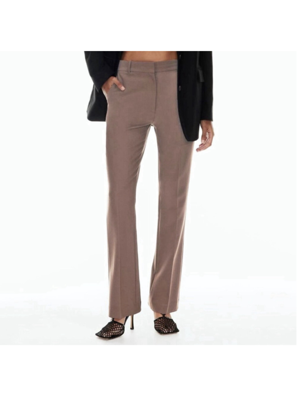 Aritzia Babaton The Publish Pants Deep Taupe 6 Hi-Rise Bootcut Tailored Mid Rise